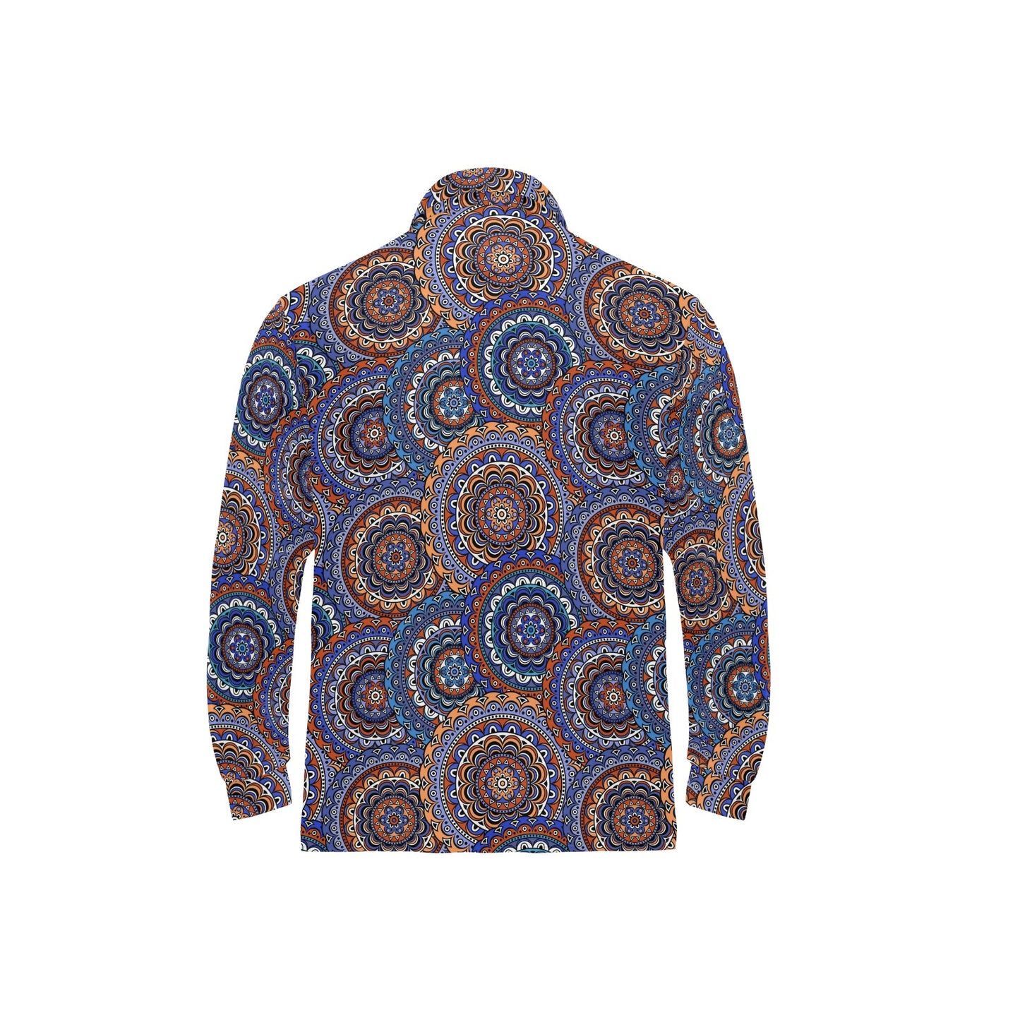 Mandala Boho Chic Design Print Long Sleeve Polo Shirt For Men's