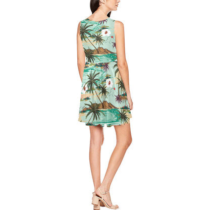Pacific island Pattern Print Design A03 Sleeveless Dress
