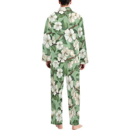 Apple blossom Pattern Print Design AB02 Men's Long Pajama Set