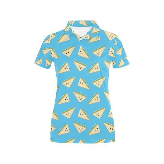 Sandwich Emoji Print Design LKS305 Women's Polo Shirt