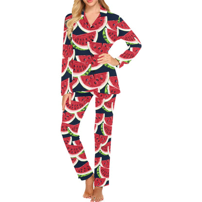 Watermelon Pattern Print Design WM011 Women's Long Pajama Set