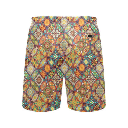Mandala Flower Themed Design Print Men's Swim Trunks Beach Shorts