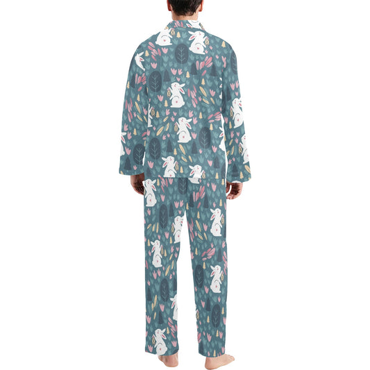 Rabbit Pattern Print Design RB013 Men's Long Pajama Set