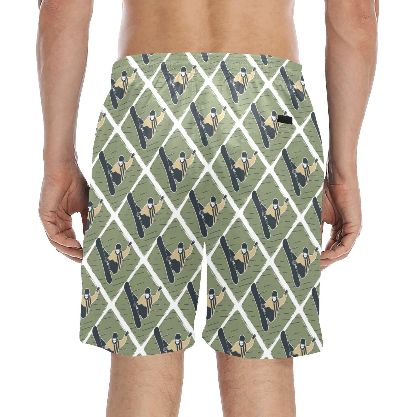 Snowboard Man Print Design LKS302 Men's Swim Trunks Beach Shorts