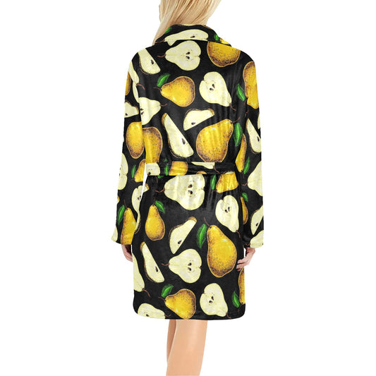 Pear Pattern Print Design PE01 Women's Fleece Robe