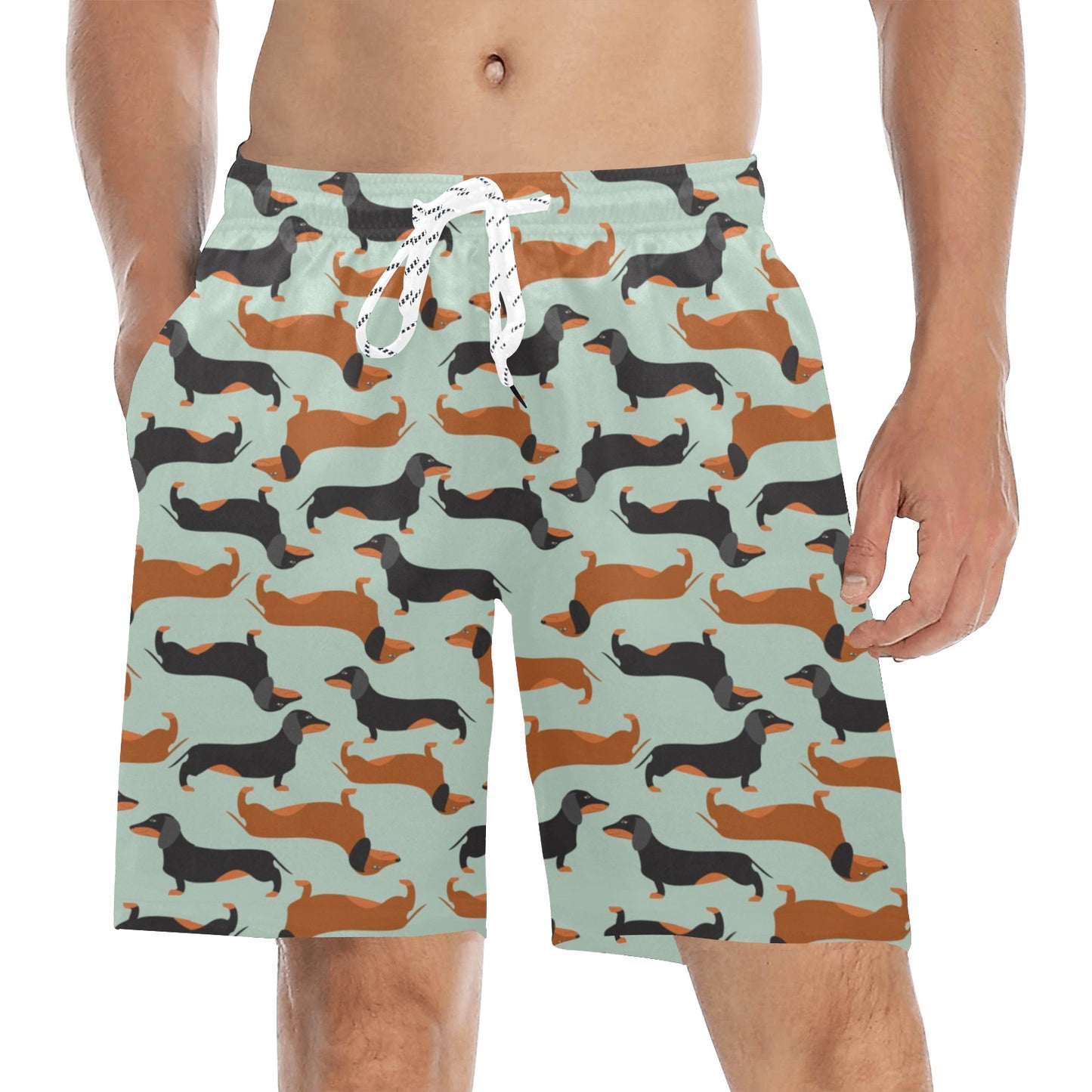 Dachshund Cute Print Pattern Men's Swim Trunks Beach Shorts