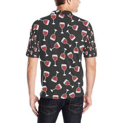 Wine Glass Print Design LKS303 Men Polo Shirt