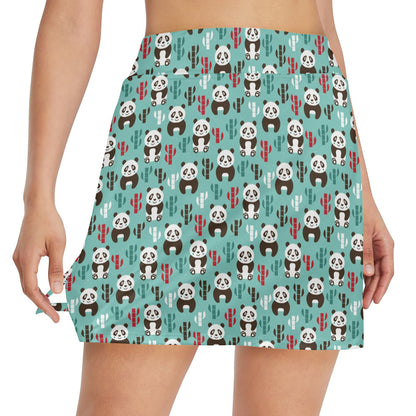 Panda Bear Cute Themed Print 17" Golf & Pickleball Skort with Pockets