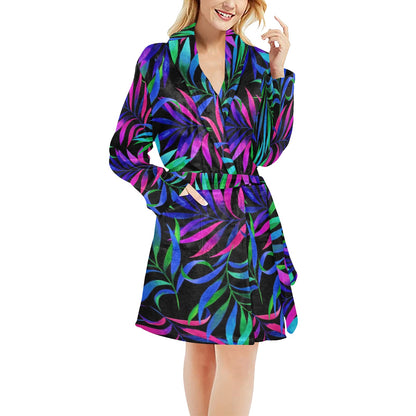Tropical Flower Pattern Print Design TF010 Women's Fleece Robe