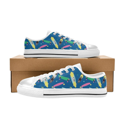 Skateboard Print Design LKS302 Women's White Low Top Shoes