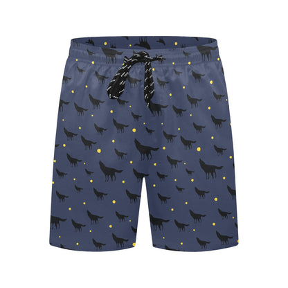 Wolf Print Design LKS301 Men's Swim Trunks Beach Shorts