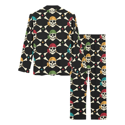 Pirate Pattern Print Design A01 Women's Long Pajama Set