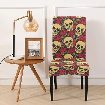 Skull And Roses Print Design LKS302 Dining Chair Slipcover