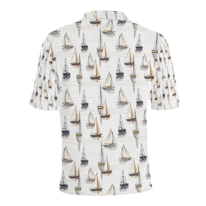 Sailboat Paint Pattern Print Design LKS307 Men Polo Shirt