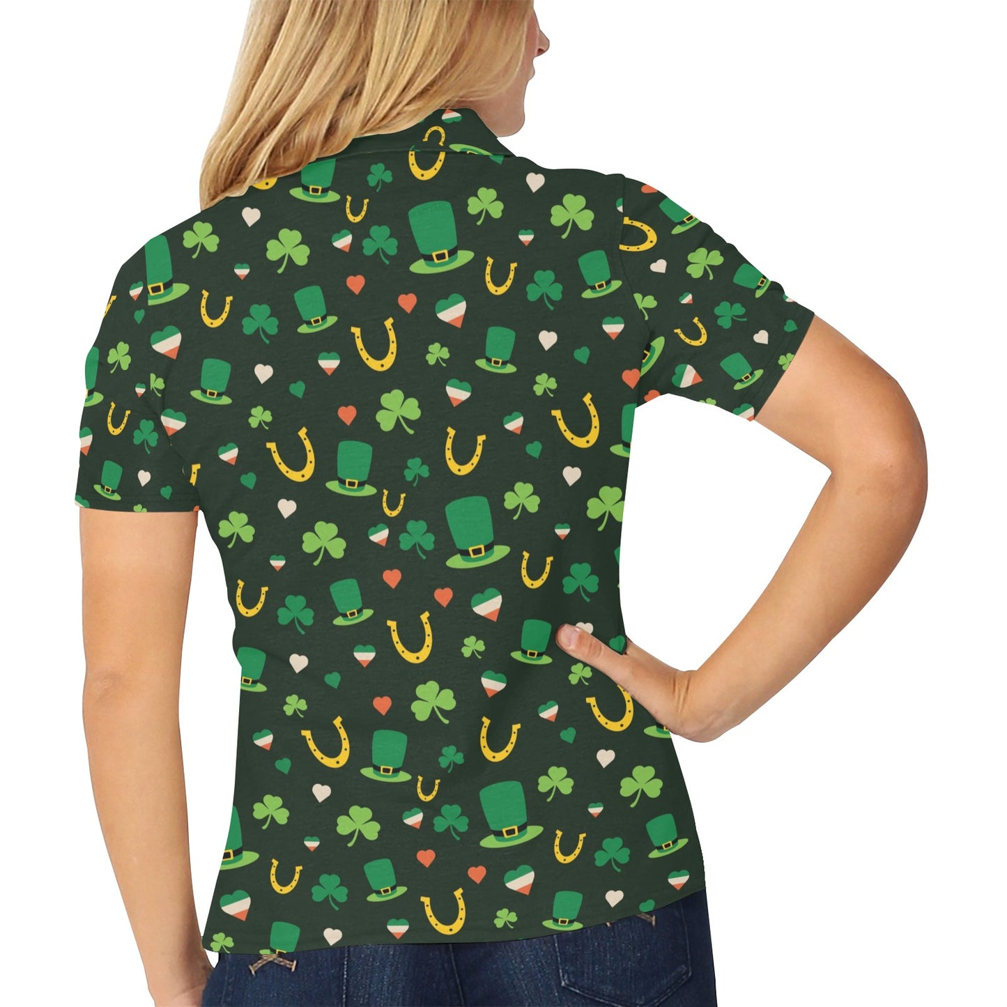 Shamrock Print Design LKS308 Women's Polo Shirt