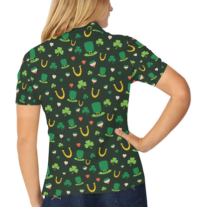 Shamrock Print Design LKS308 Women's Polo Shirt
