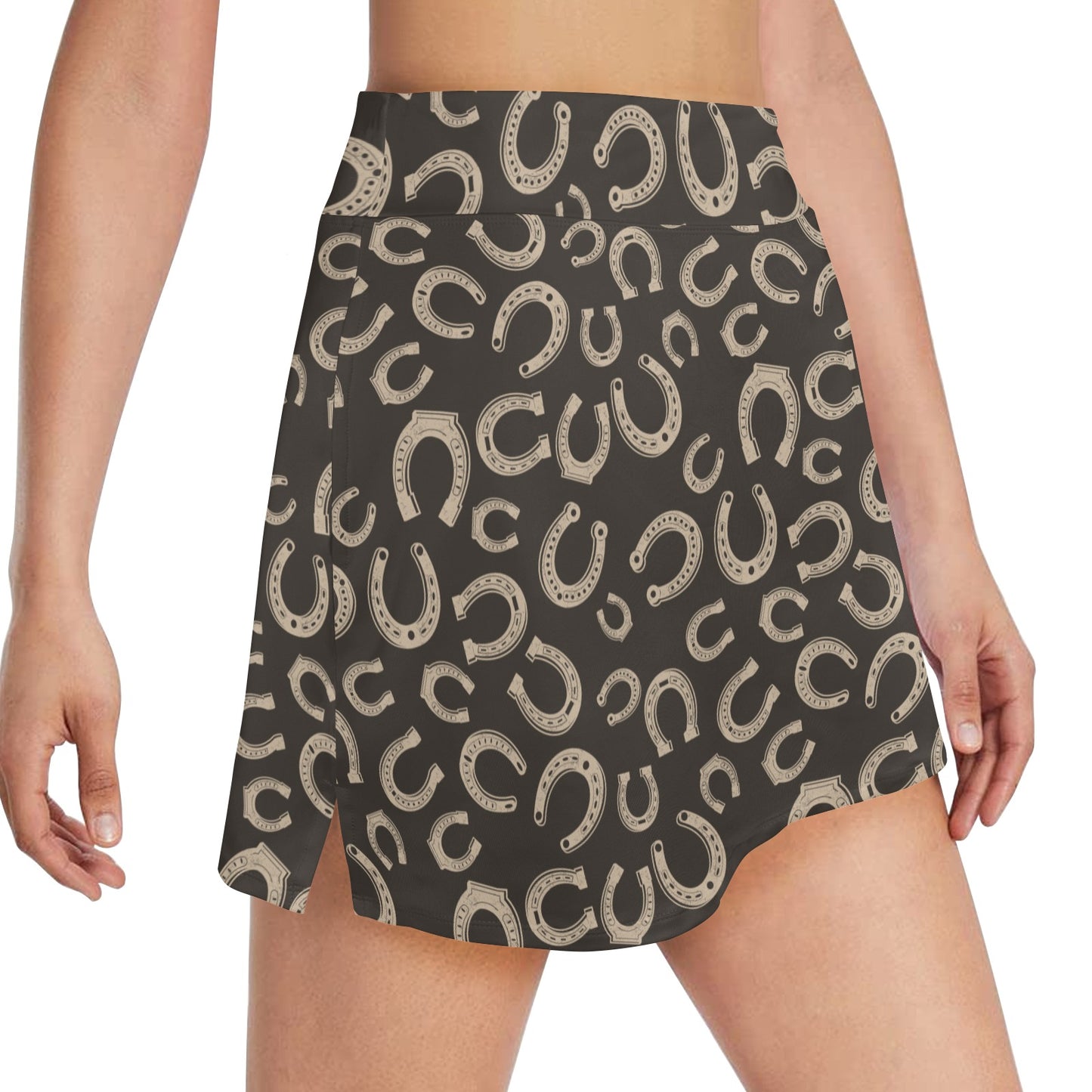 Horseshoe Print Design LKS303 Women's Golf Skirt with Pocket