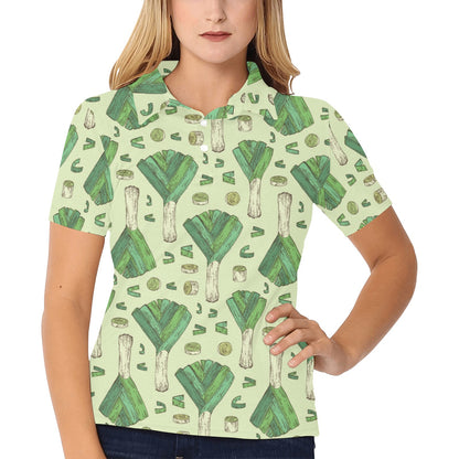 Leek Pattern Print Design 04 Women's Polo Shirt