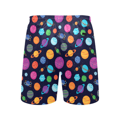 Planet Multicolor Print Design LKS302 Men's Swim Trunks Beach Shorts