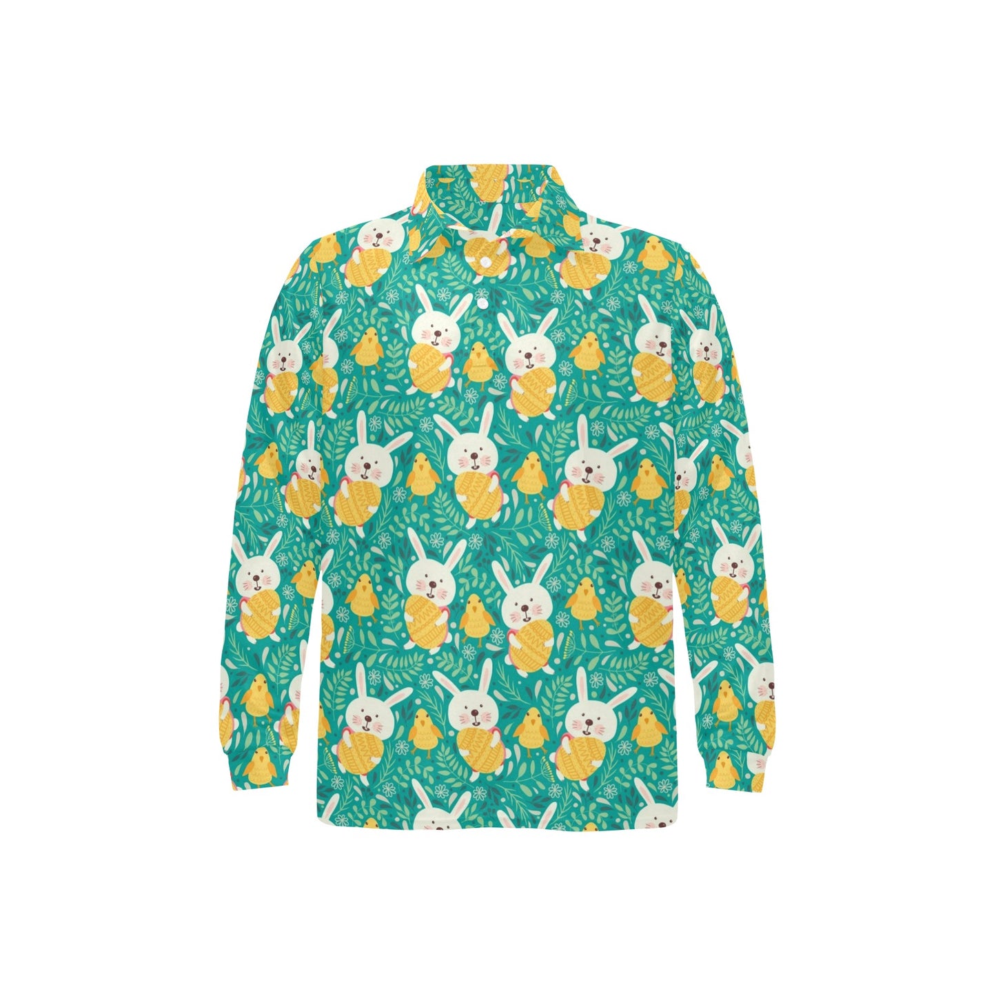 Easter Eggs Pattern Print Design RB02 Long Sleeve Polo Shirt For Men's