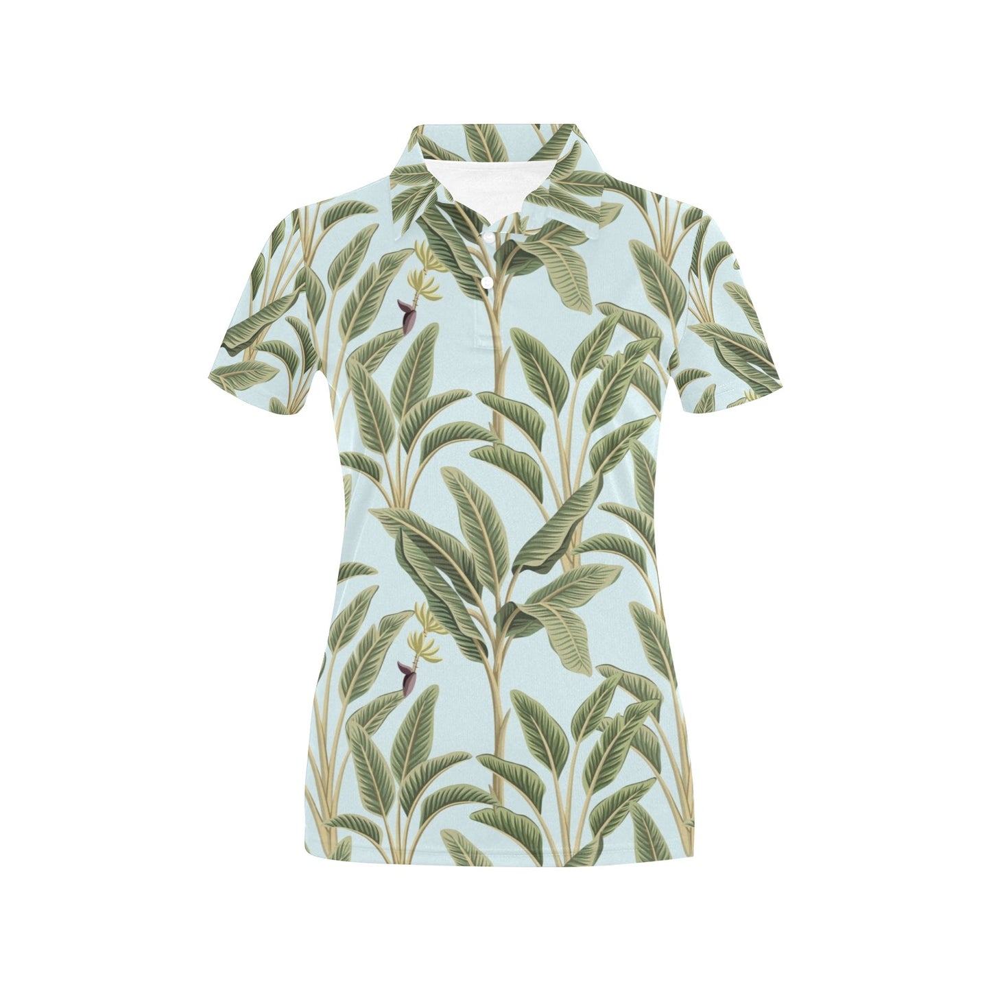 Banana Leaf Pattern Print Design BL03 Women's Polo Shirt