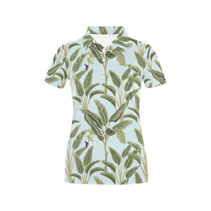 Banana Leaf Pattern Print Design BL03 Women's Polo Shirt