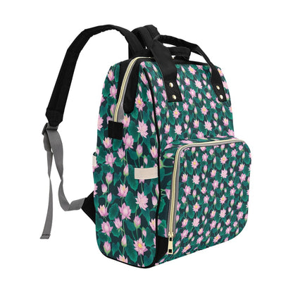 Water Lily Print Design LKS302 Diaper Bag Backpack