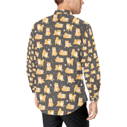 Shiba Inu Print Design LKS309 Men's Long Sleeve Dress Shirt