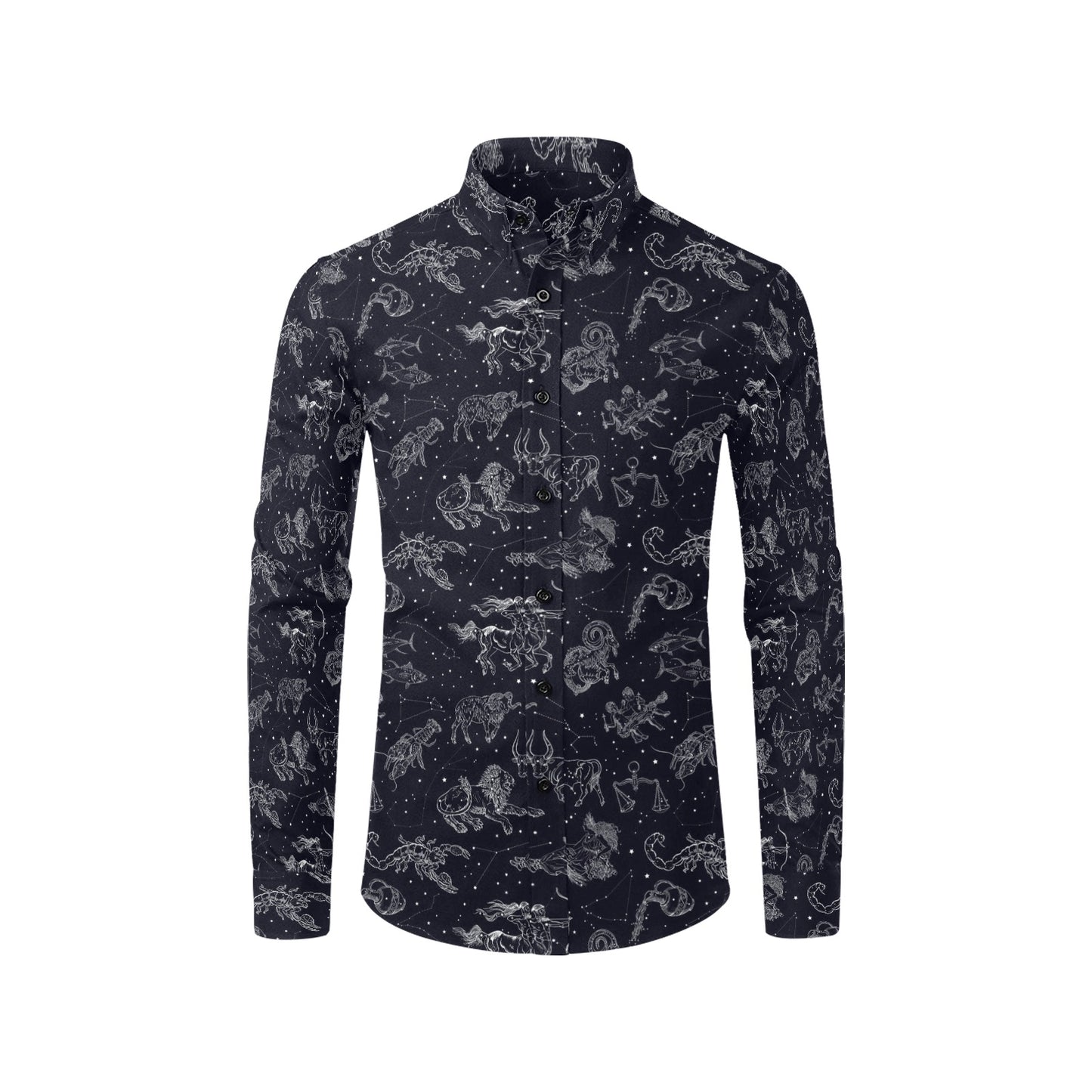 Zodiac Print Design LKS304 Men's Long Sleeve Dress Shirt