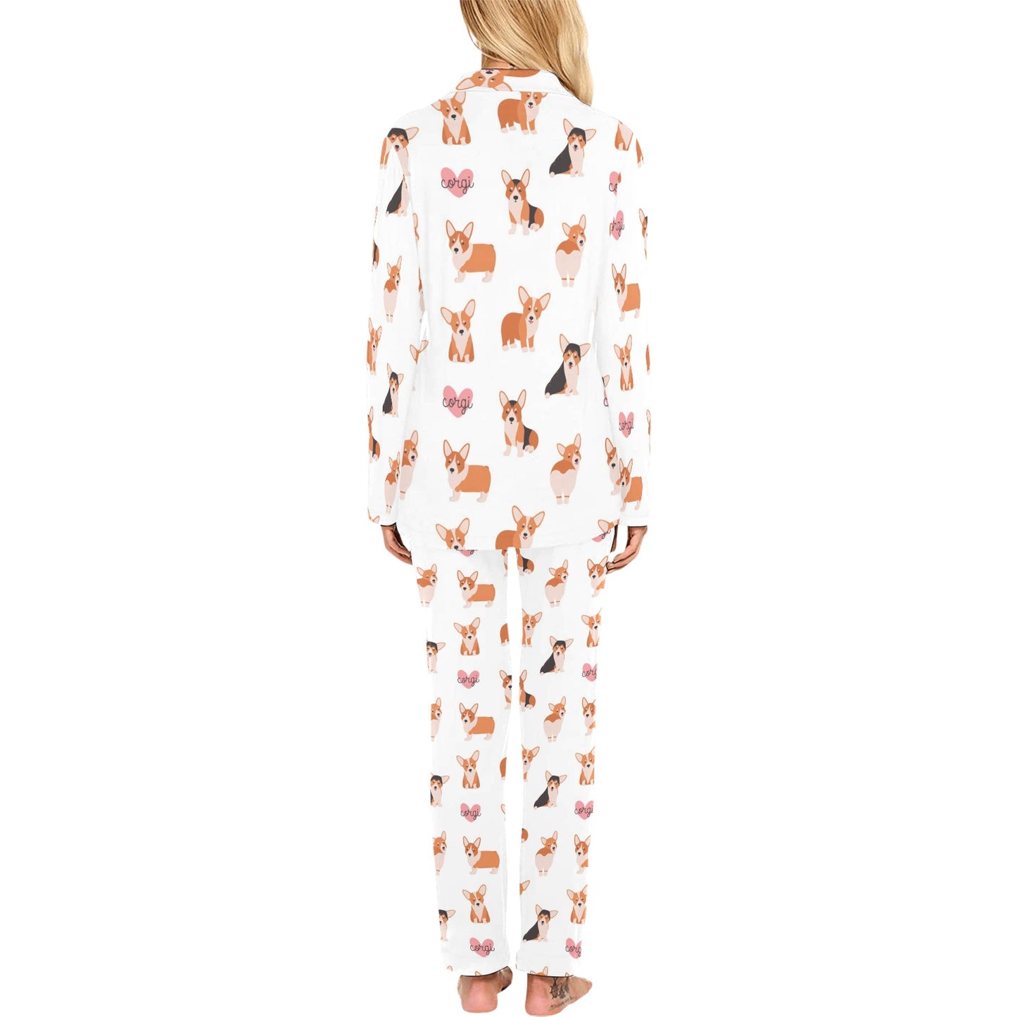 Cardigan Welsh Corgis Pattern Print Design 02 Women's Long Pajama Set