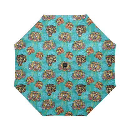 Tattoo Tiger Head Print Design LKS304 Anti-UV Automatic Umbrella