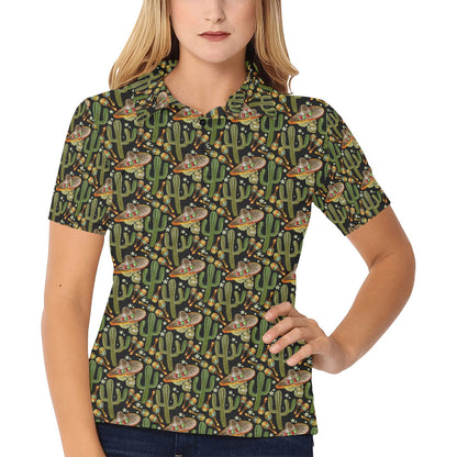 Western Style Print Women's Polo Shirt
