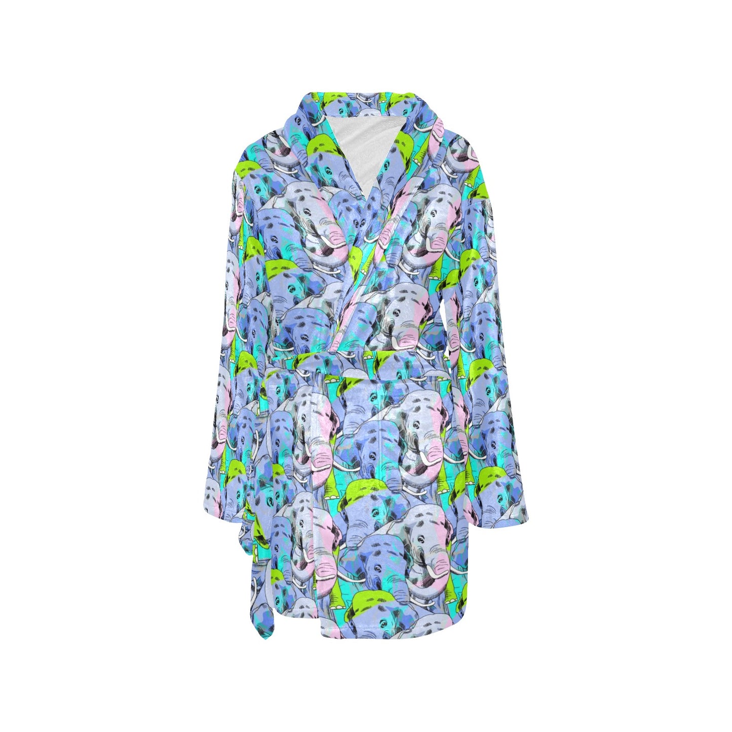 Elephant Art color Print Pattern Women's Fleece Robe