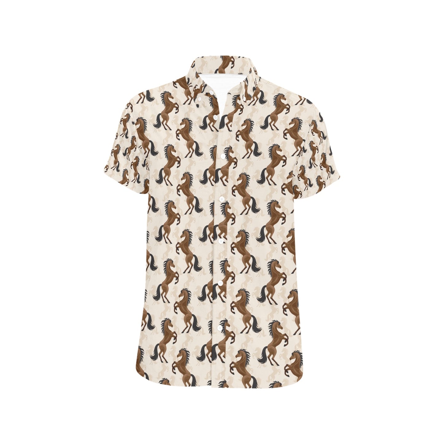 Horse Print Design LKS308 Men Short Sleeve Button Up Shirt