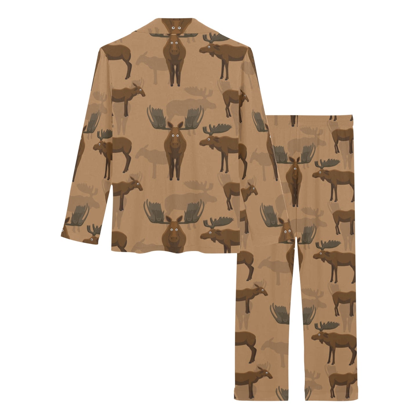 Moose Pattern Print Design 03 Women's Long Pajama Set