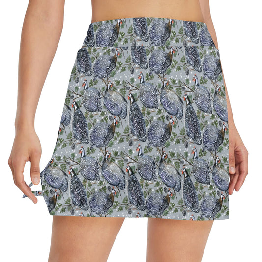 Guinea Fowl Print Design LKS402 17" Golf & Pickleball Skort with Pockets