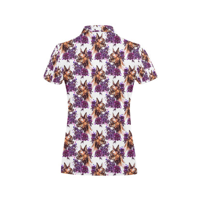 Chihuahua Purple Floral Women's Polo Shirt