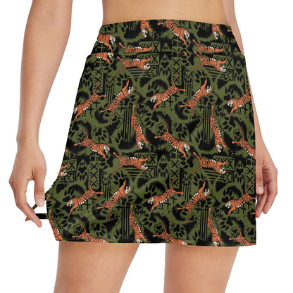 Tiger Pattern Print Design LKS303 17" Golf & Pickleball Skort with Pockets
