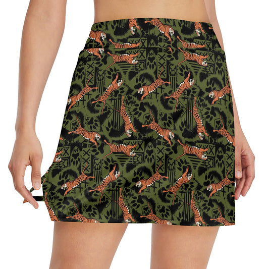 Tiger Pattern Print Design LKS303 17" Golf & Pickleball Skort with Pockets