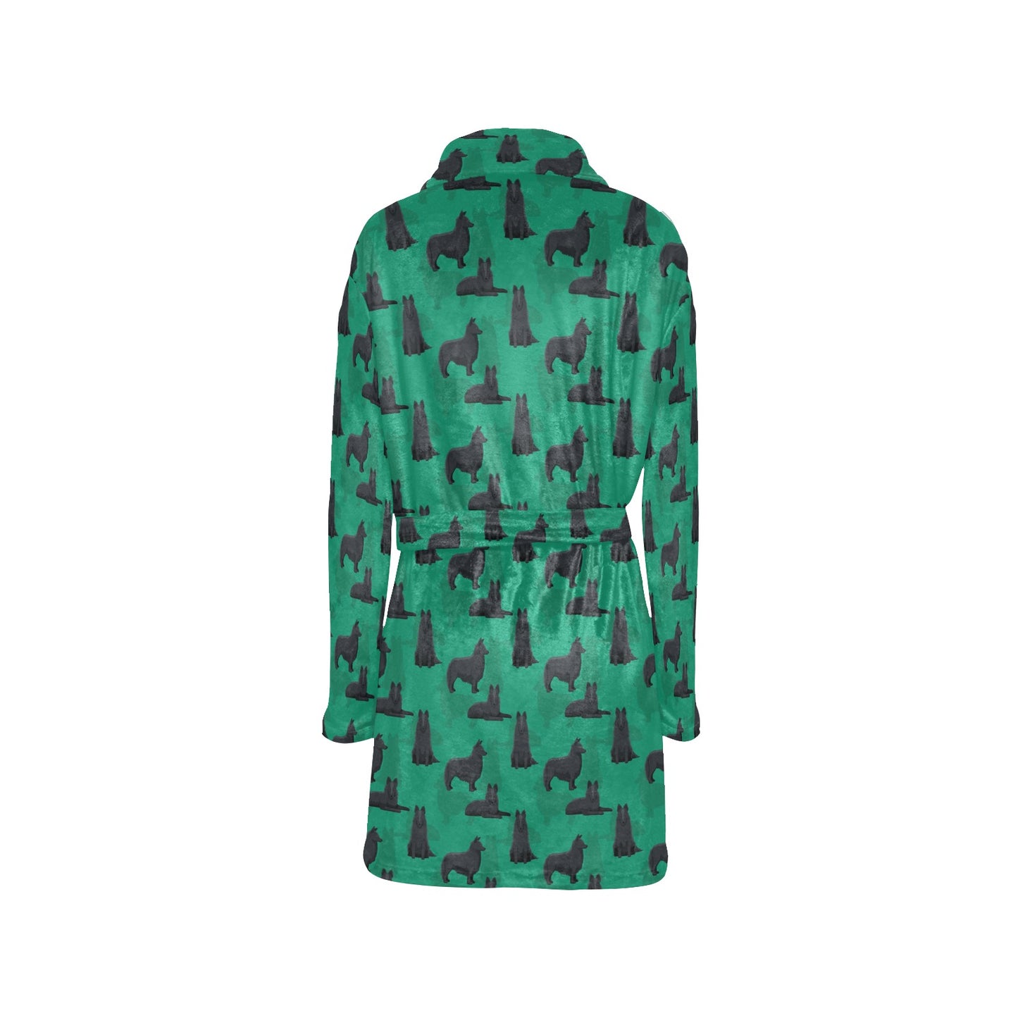 Belgian Sheepdog Pattern Print Design 01 Women's Fleece Robe