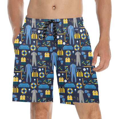 Scuba Equipment Print Design LKS305 Men's Swim Trunks Beach Shorts
