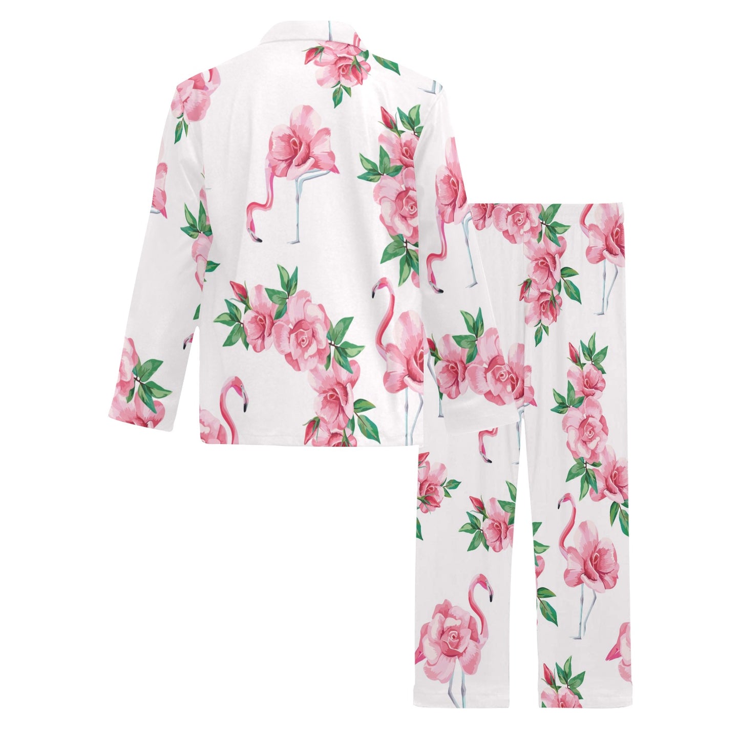 Flamingo Rose Pattern Men's Long Pajama Set