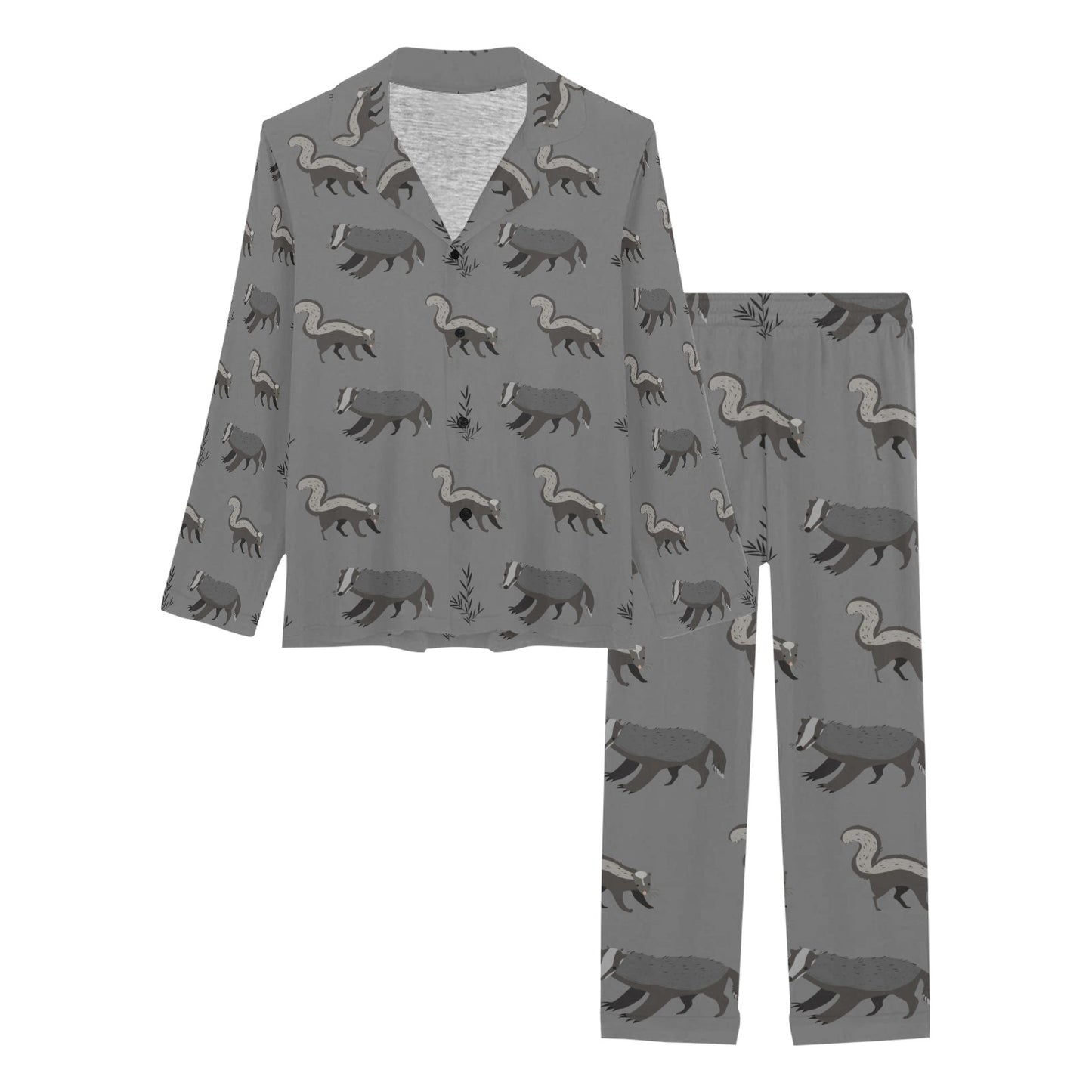Skunk Print Design LKS301 Women's Long Pajama Set