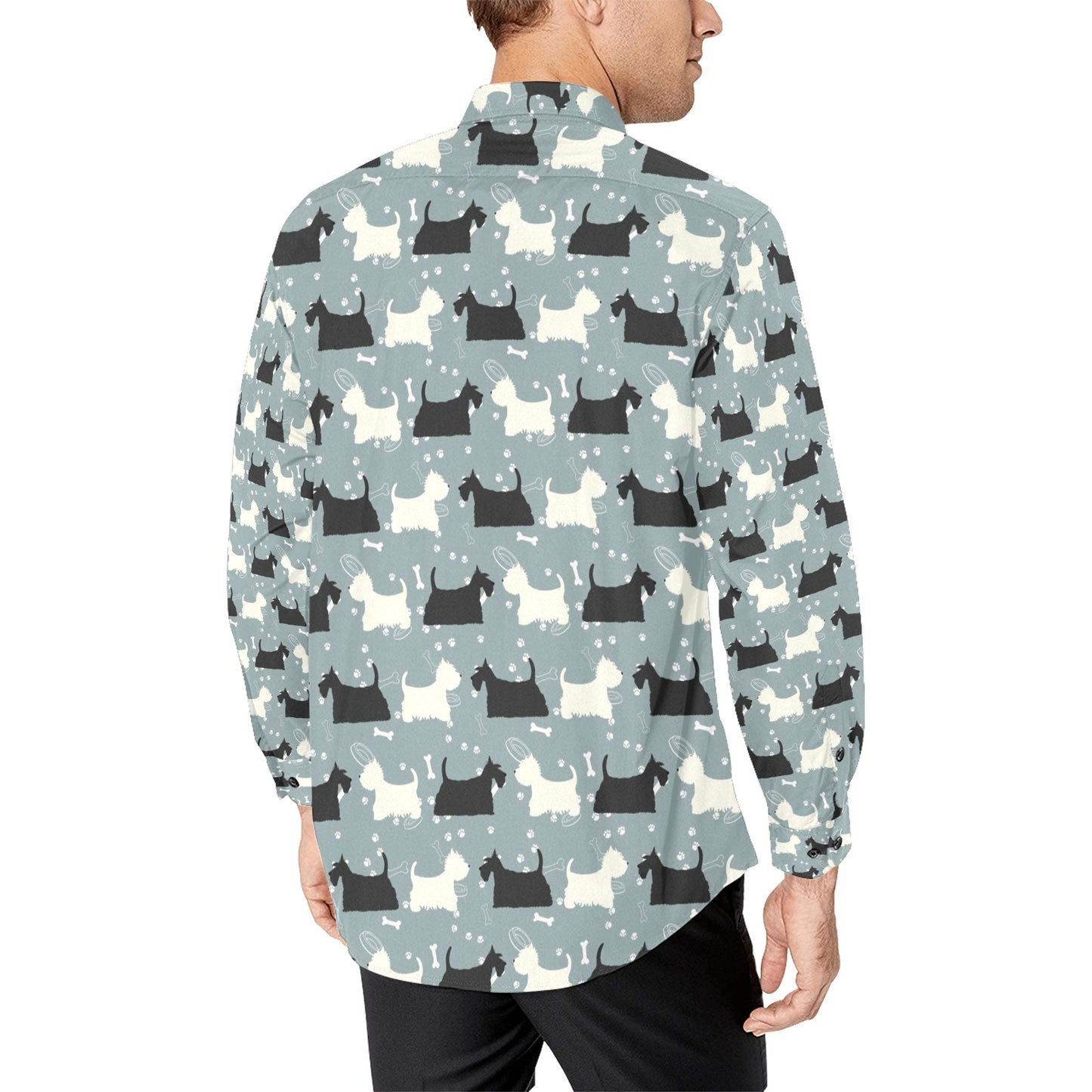 Scottish Terriers Print Design LKS301 Men's Long Sleeve Dress Shirt