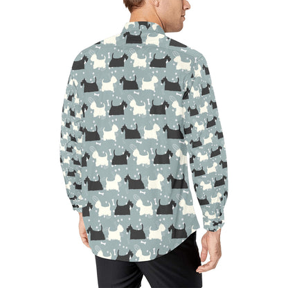 Scottish Terriers Print Design LKS301 Men's Long Sleeve Dress Shirt