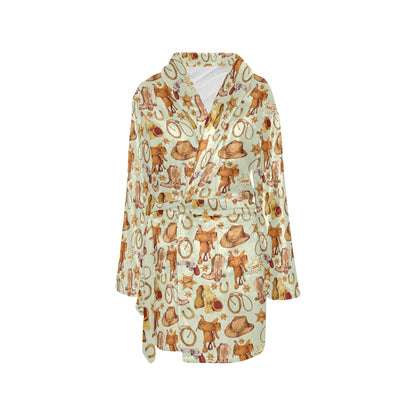 Western Cowboy Design Pattern Women's Fleece Robe