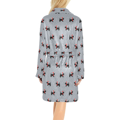 Scottish Christmas Themed Terriers Print Design LKS3018 Women's Fleece Robe