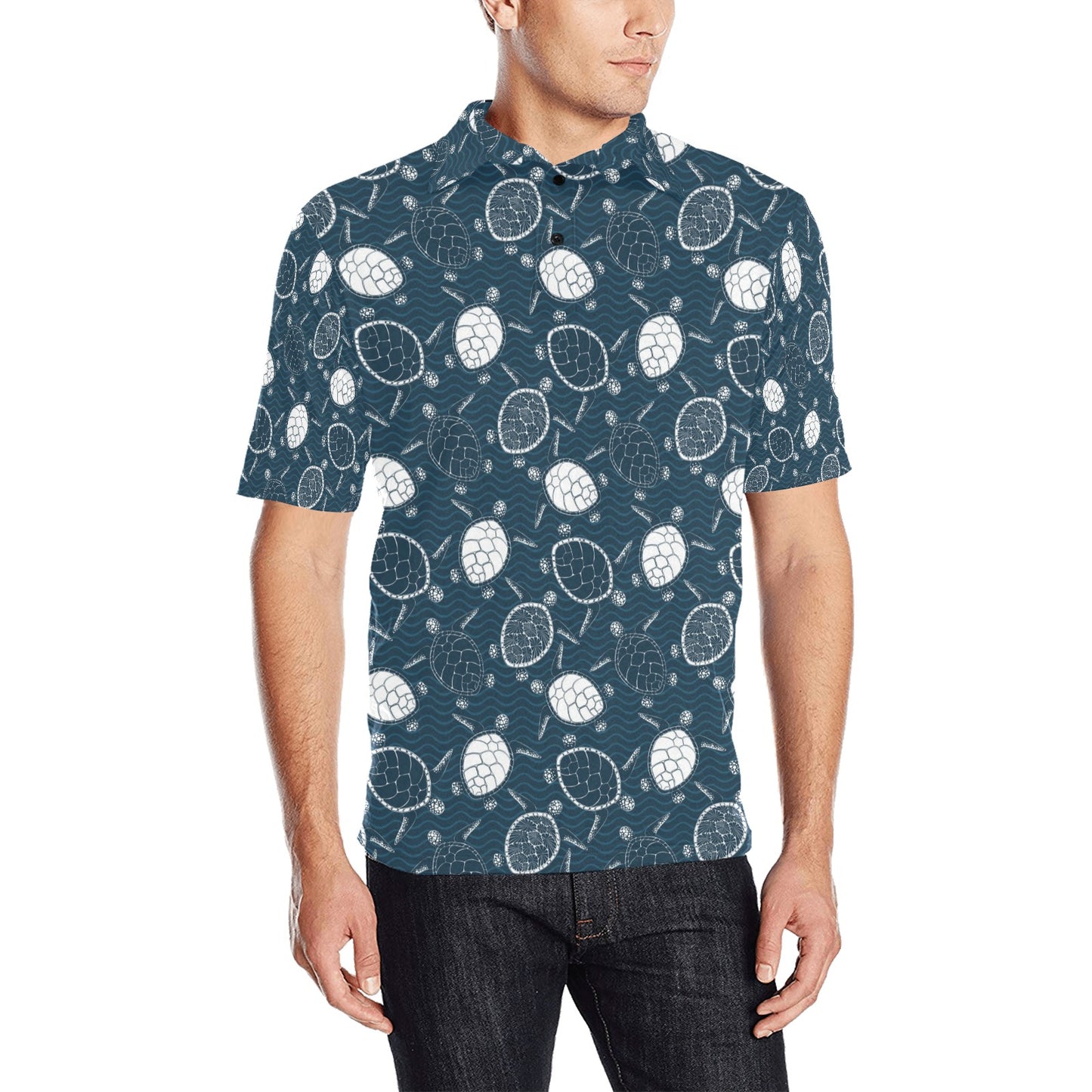 Sea Turtle Print Design LKS3015 Men Polo Shirt