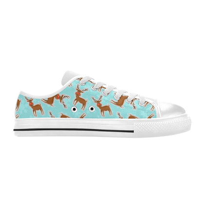 Reindeer Print Design LKS403 Women's White Low Top Shoes