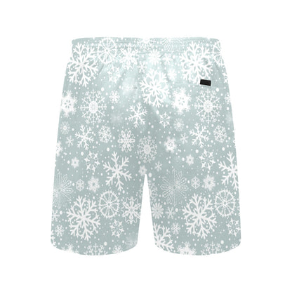 Snowflake Print Design LKS303 Men's Swim Trunks Beach Shorts